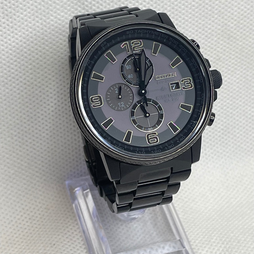Citizen Nighthawk Promaster Eco-Drive Chronograph Solar Watch Gun Metal Black